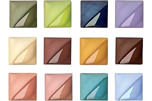 AMACO Velvet Semi-Translucent Underglaze Set 2, Assorted Bisque Fix Color, Set of 12