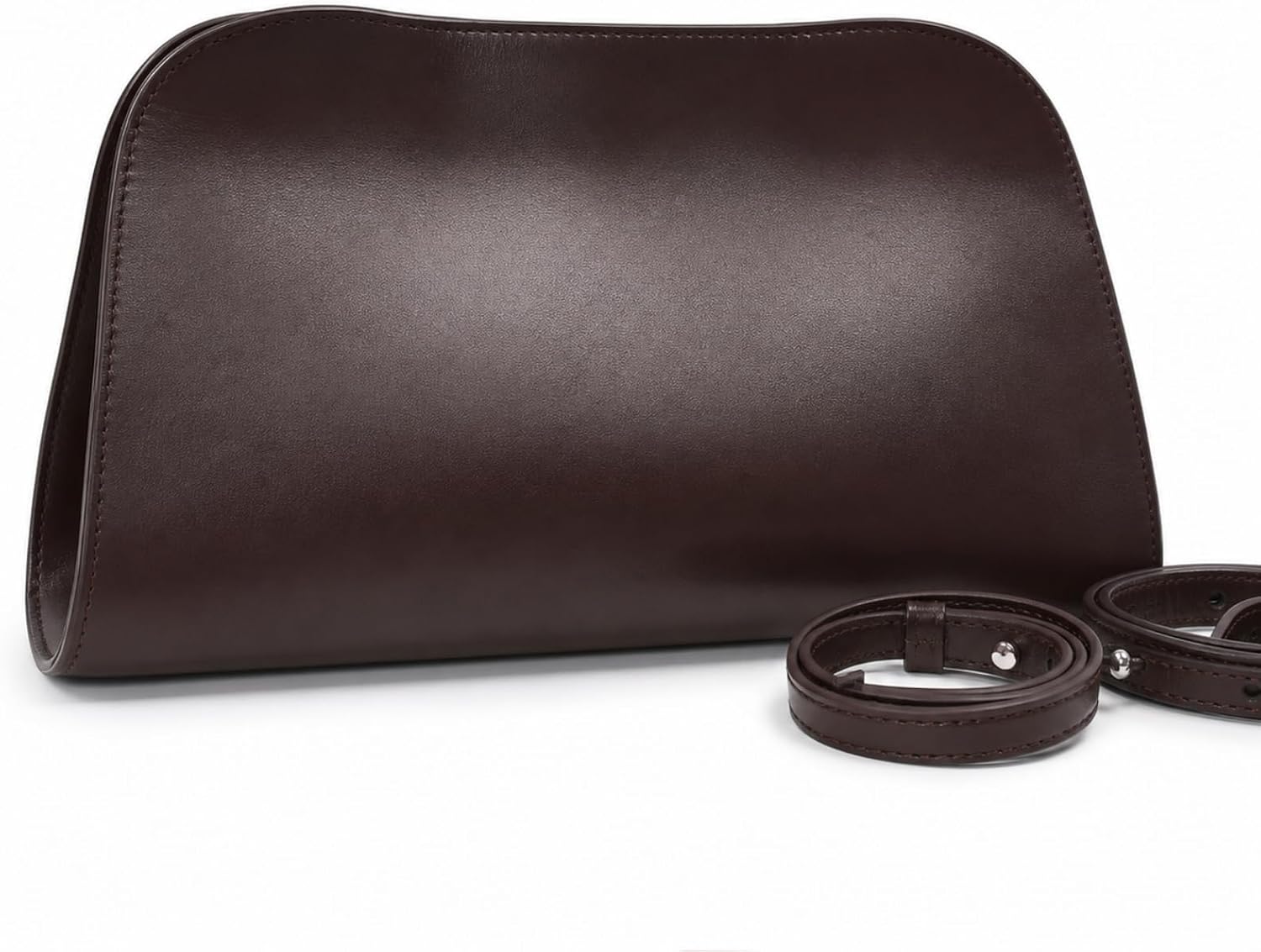 Genuine Leather Clutch Purses for Women, Underarm Evening Bag with Detachable Strap, Formal Satchel Handbag