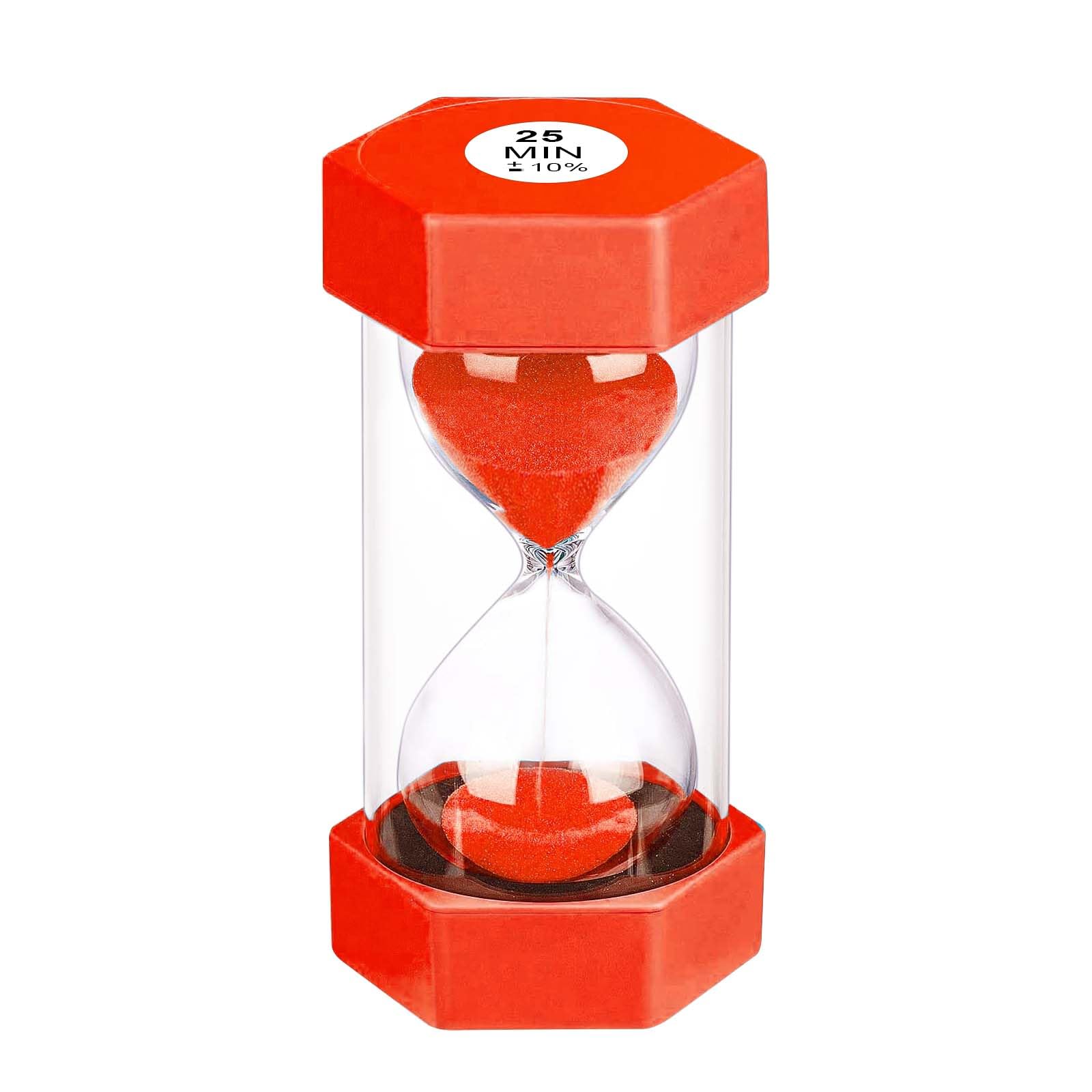 25 Minute Hourglass Sand Timer, Plastic Sandglass Watch Timer, Unbreakable Green Sand Clock Hour Glass 25 Min for Classroom, Games (Green)(Red,25 minute)