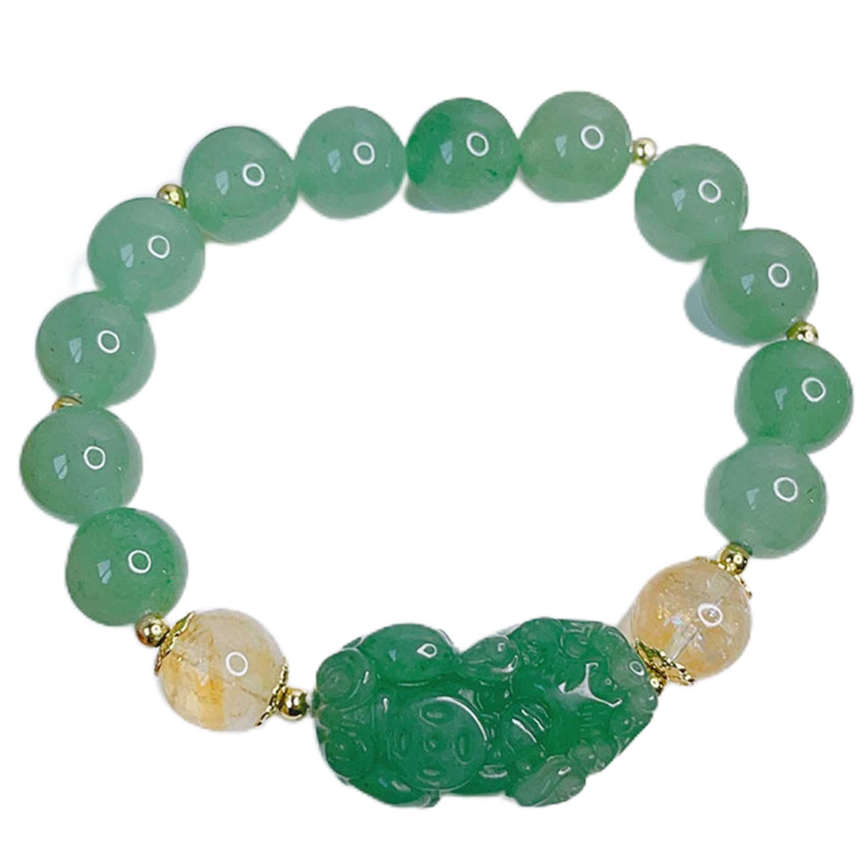 Bracelet aventurine verte et Pixiu en pierre naturelle pour femme