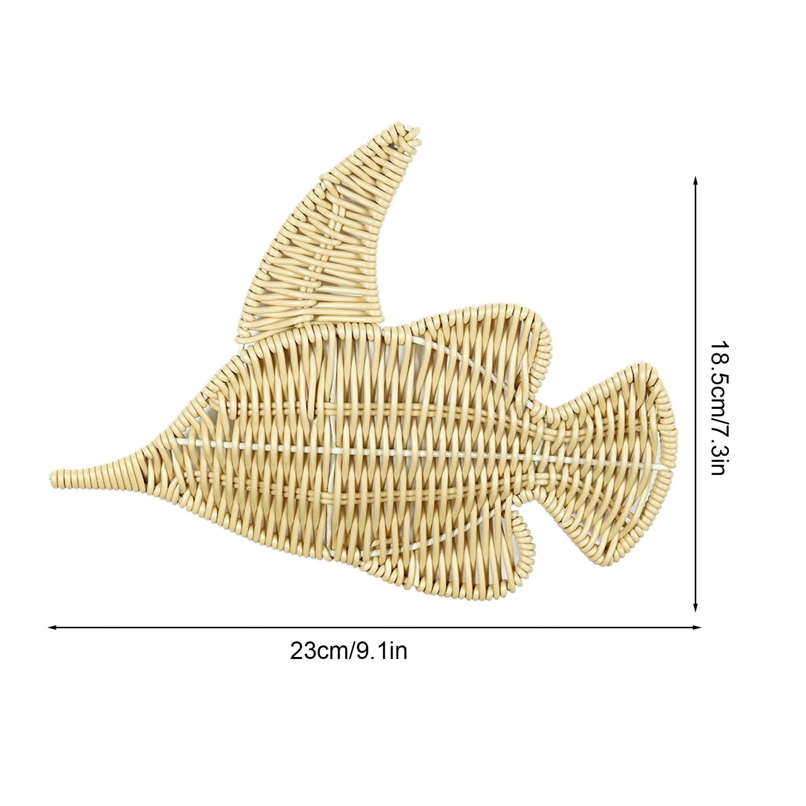 Cuelgue de Pescado de Ratán, Arte de Pared Rústico de Mimbre, Decoración Náutica para el Hogar, Estatua de Pared Liviana para Decoración de Sala de Estar y Baño, Uso para Regalos de Boda y Fiesta de