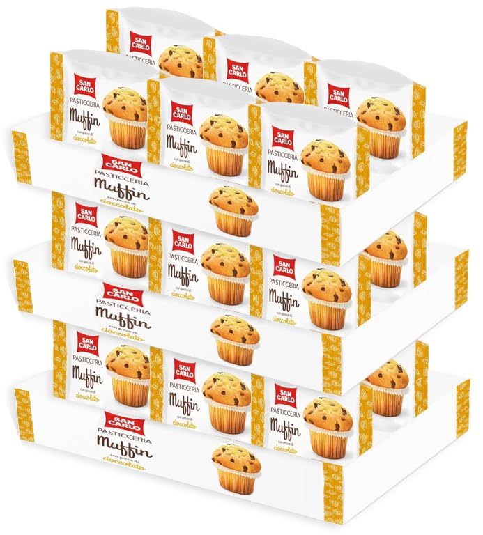 San Carlo Pasticceria Muffin Morbidi con Gocce di Cioccolato Box 18x42g