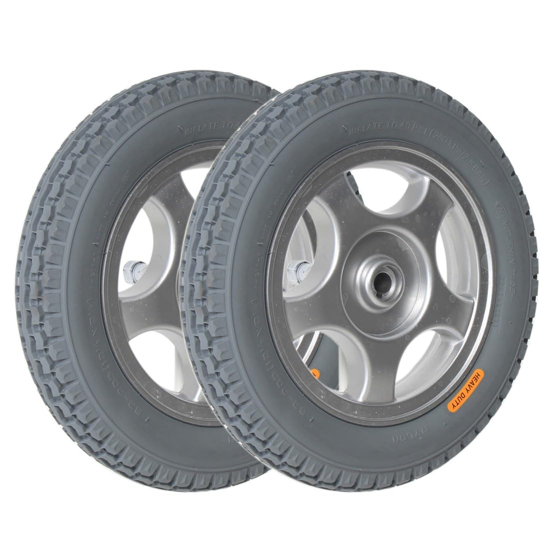 Para Tylne koła wózka inwalidzkiego 12 1/2x2 1/4, 12-calowe Koła Zamienne do Wózków Elektrycznych, Opony z Solidna Gumy z łożyskami 17 mm (5/8")