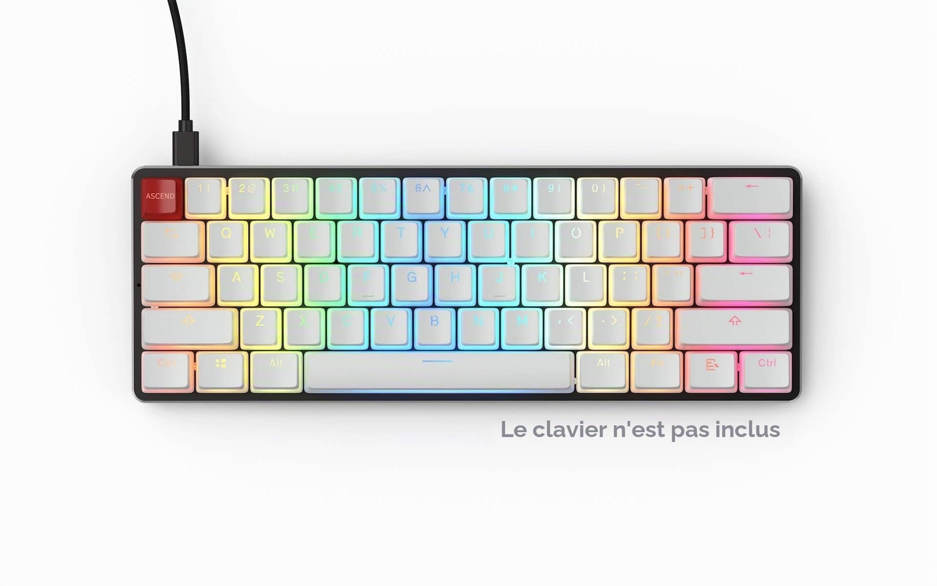 Glorious PC Gaming Race Compatible Aura Keycaps - 105 Keycaps, ANSI, US-Layout, weiß