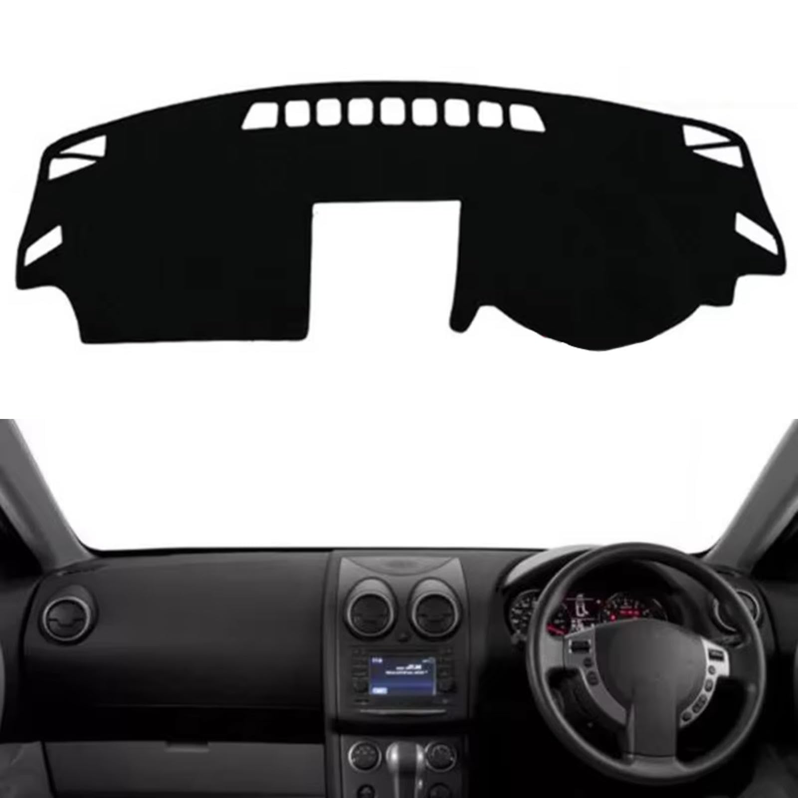 Tapis de tableau de bord pour Nissan Qashqai J10 2006-2013 antidérapant protection noire