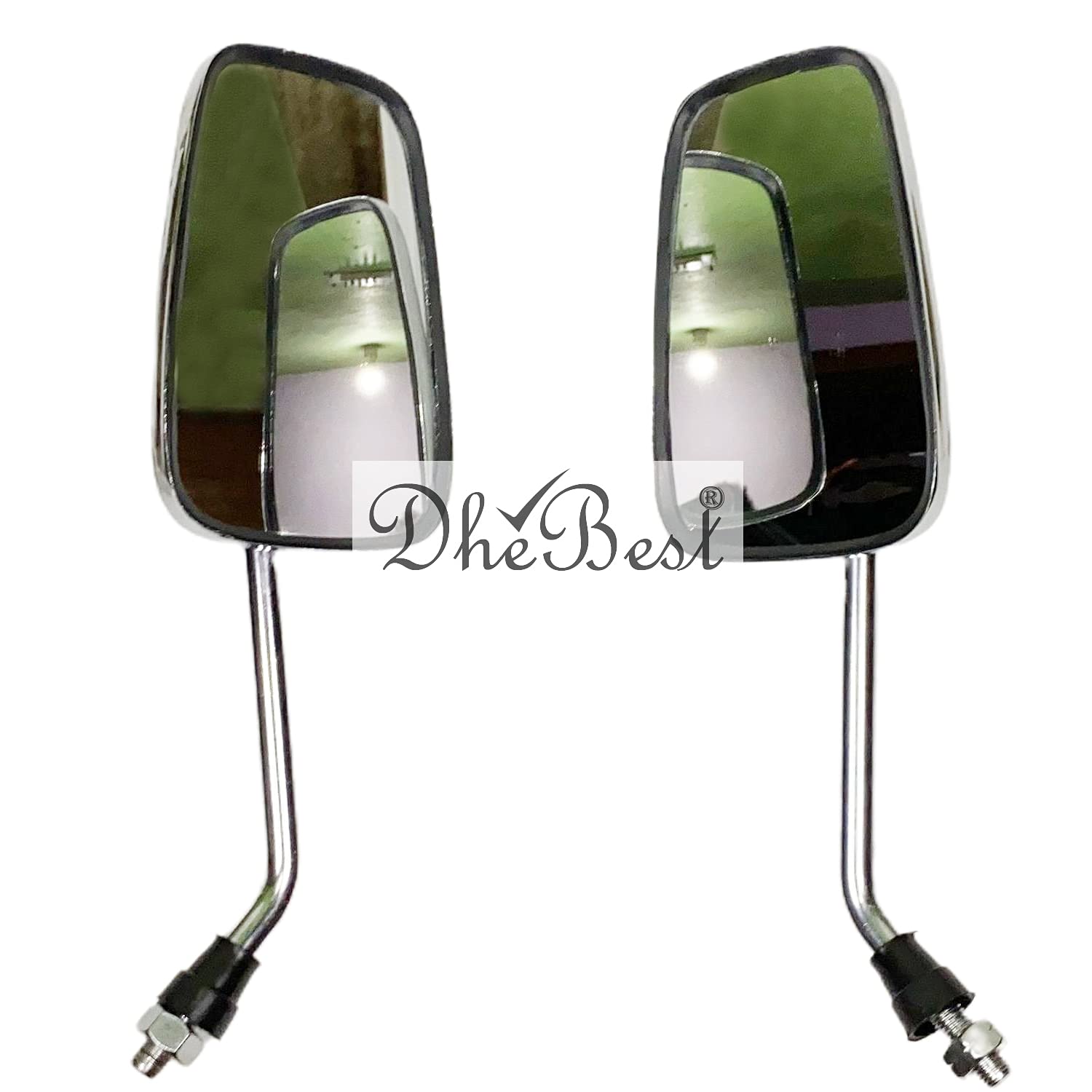 Dhe Best RM-04 Bike Handle Bar Rear View Rectangle Side Fancy Mirror Chrome Set of 2 for Bajaj Pulsar 150 Type 1 1
