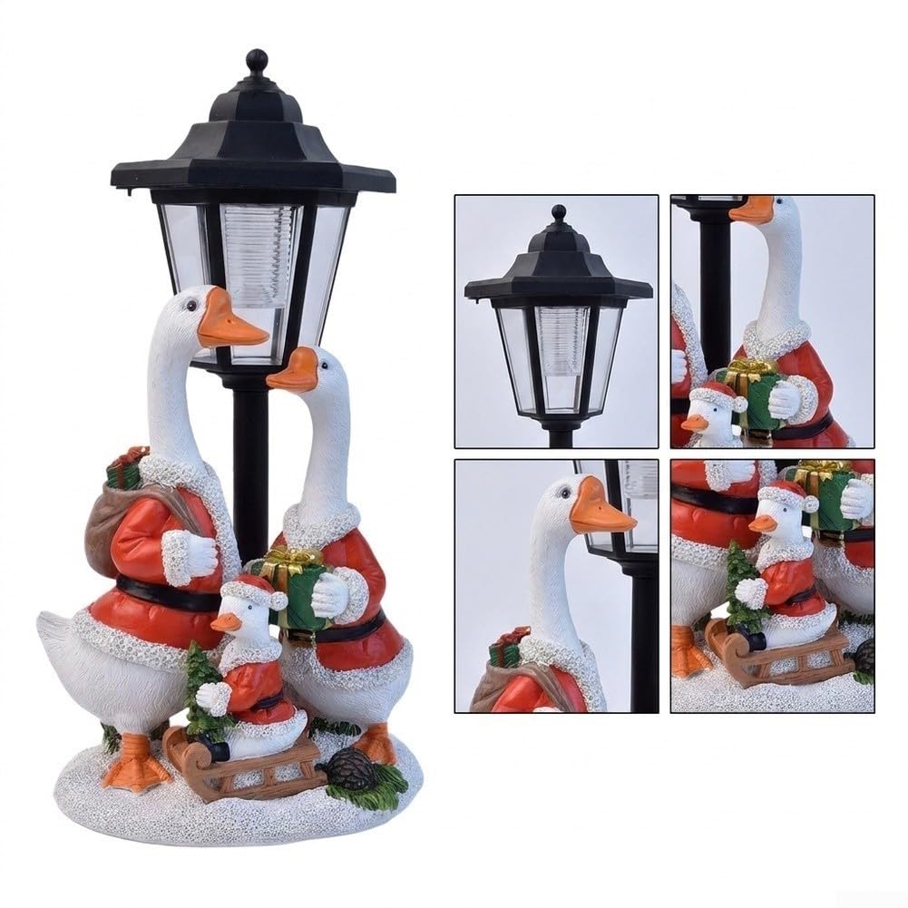 Fauhapyway Statua Oca Natale per solare Intemperie Statua Oca Natale per