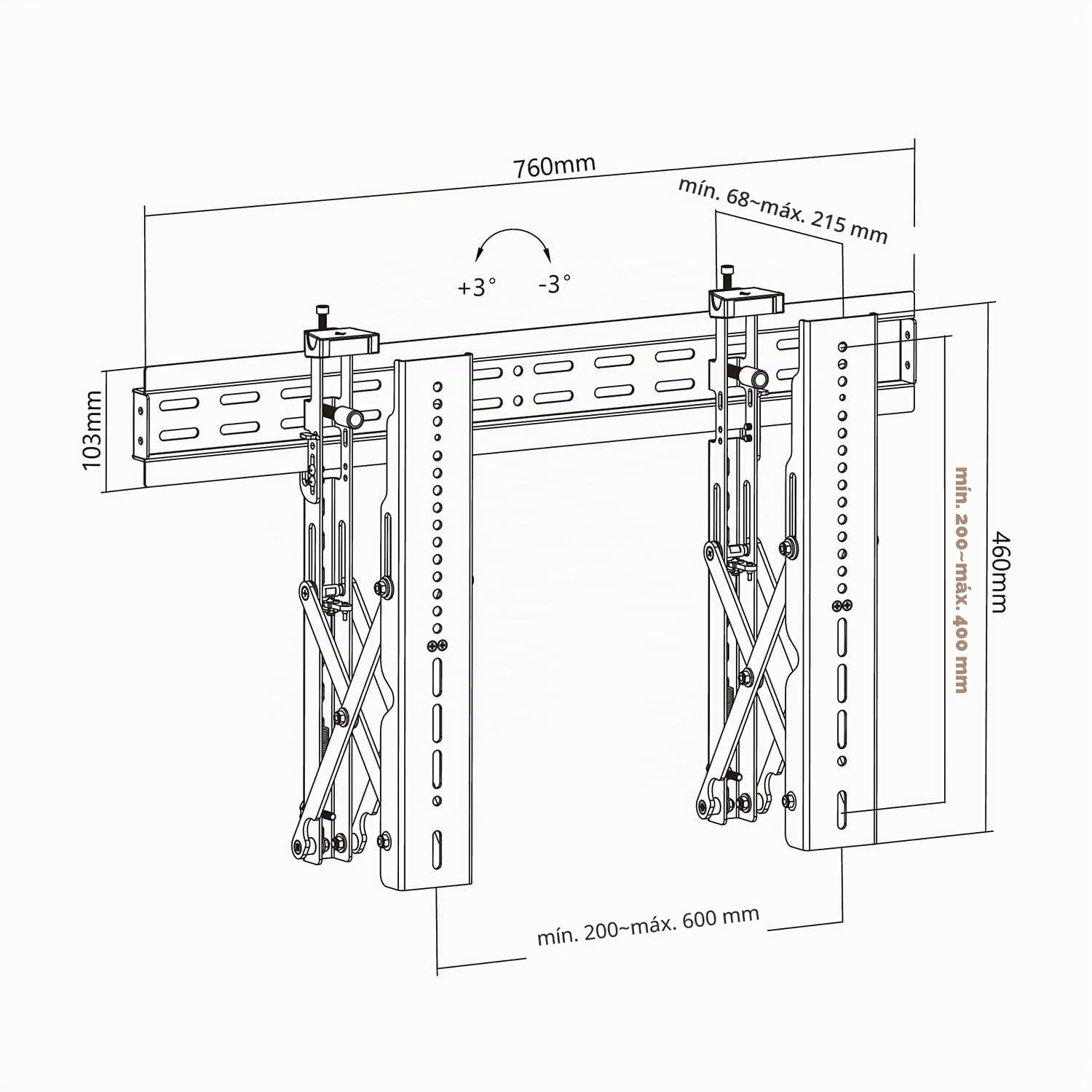 AISENS - VW70TPO-199 - Soporte para Videowall Nivelable Y Función Pop-out para TV 45Kg De 37-70, Negro