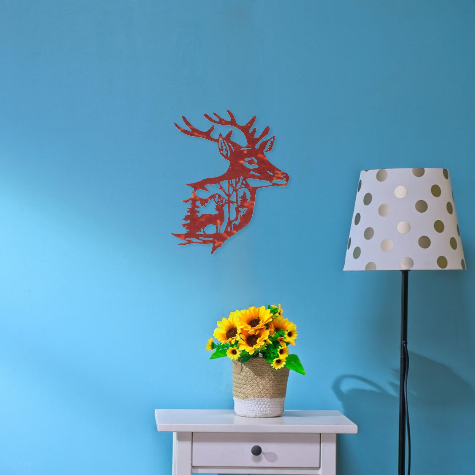 Alasum Decorazione da Parete Facile da Appendere Cervo in Ferro 3 Pezzi, Design Delicato e Realistico per Camera da Letto e Sala da Pranzo
