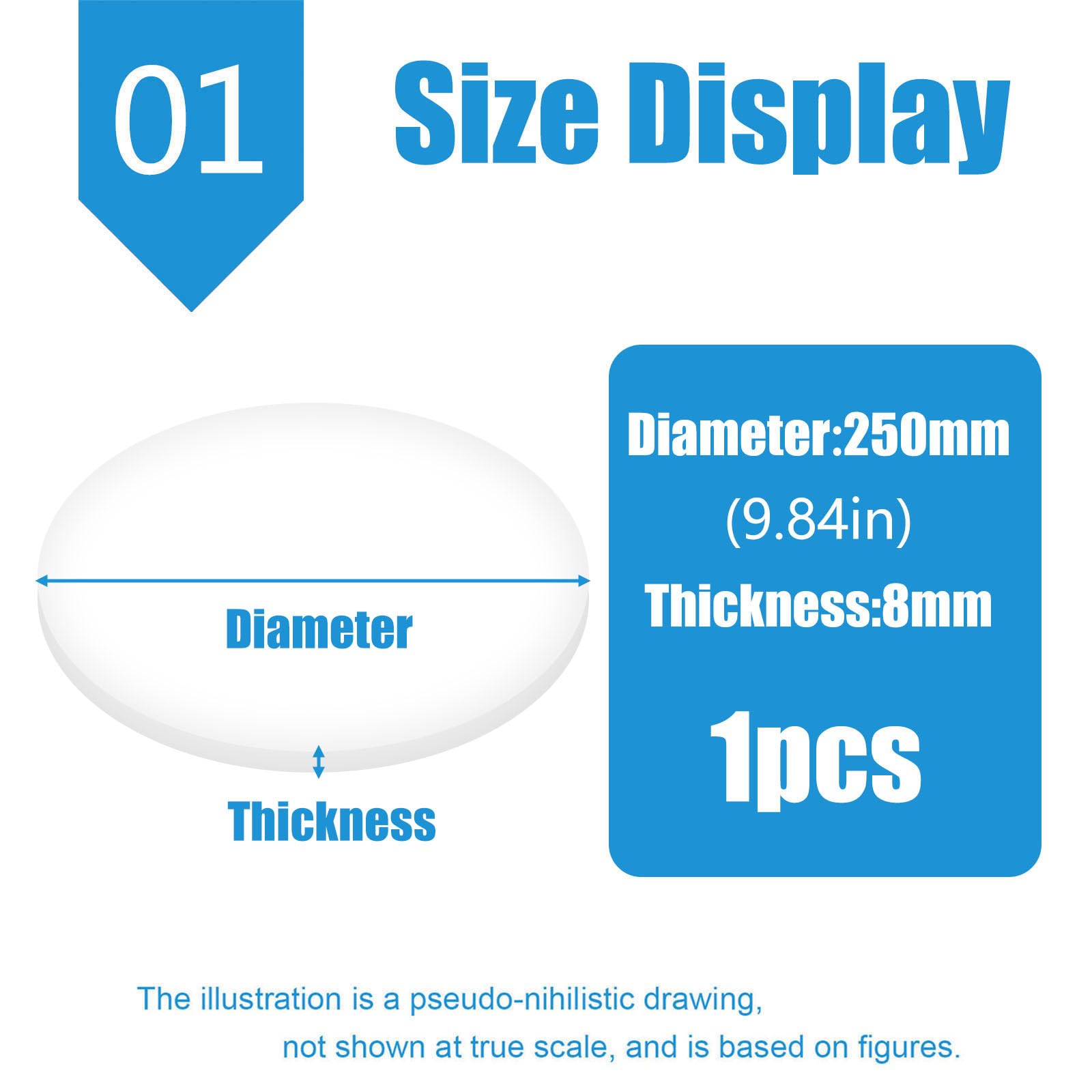 Fogli di Plastica ABS Lastra di Plastica ABS Bianco Girare Dia25cm