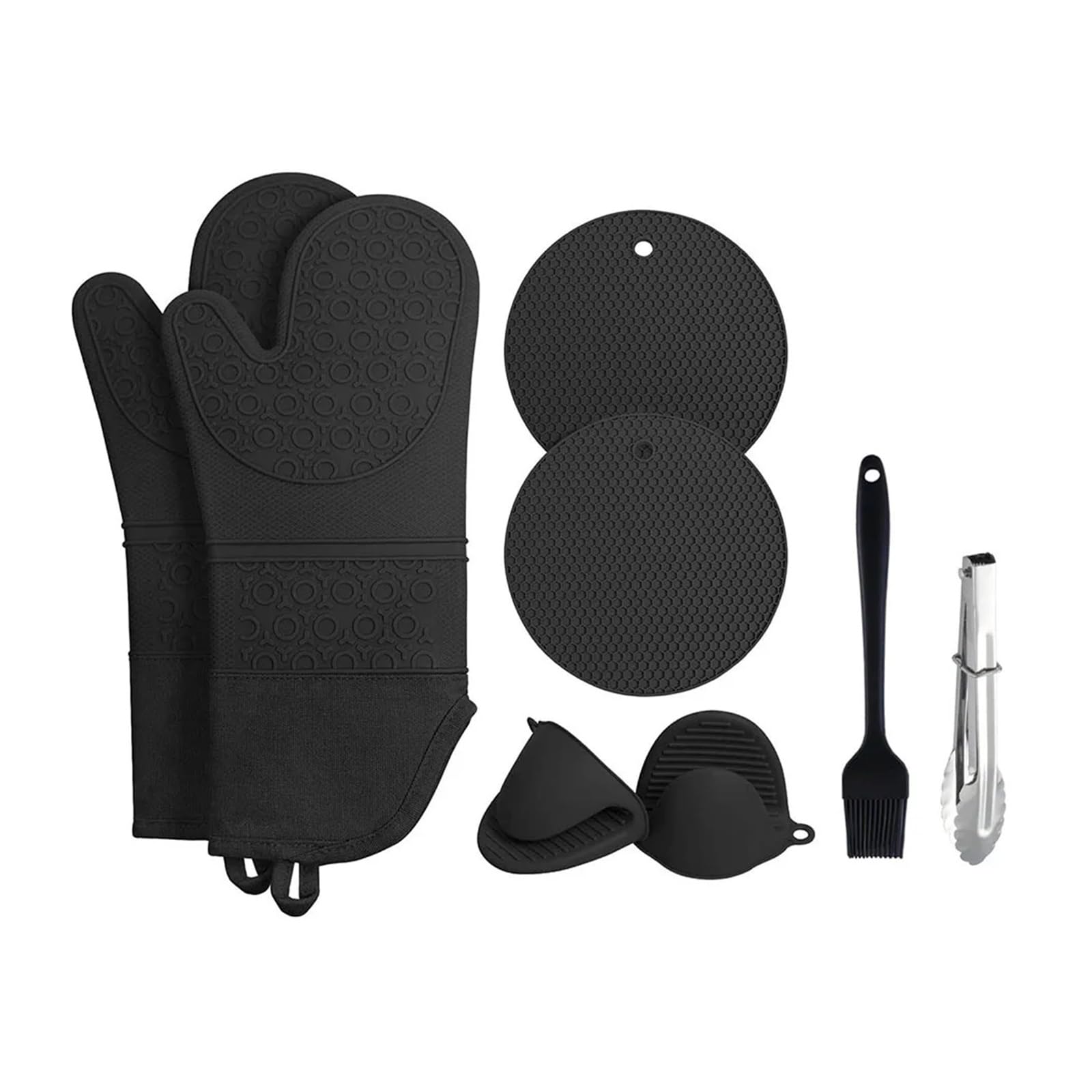 Set de guantes de horno de silicona, kit de 6 piezas con soportes y tapetes