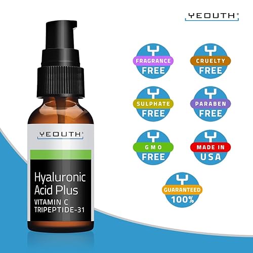 Miniatura 7 de YEOUTH - Suero de ácido hialurónico Plus con suero de vitamina C para la cara, suero hidratante, cuidado facial para arrugas, manchas oscuras y piel