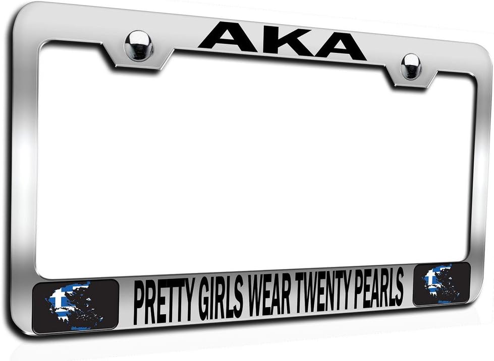 Makoroni - AKA Pretty Girls WEAR Twenty Pearls Ch Steel Auto SUV License Plate Frame, License Tag Holder