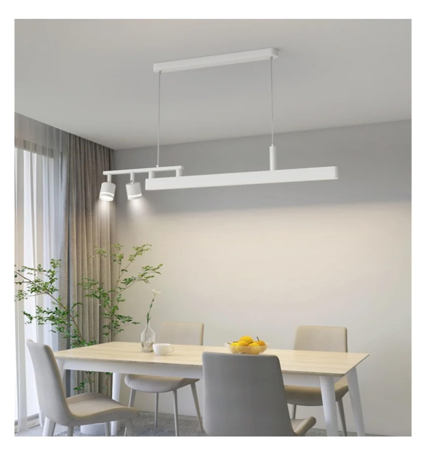 ASerZenith Restaurant Chandelier Dining Table Home Counter Room Light Luxury Long Strip Lighting Fixtures,Bianco-100Cm