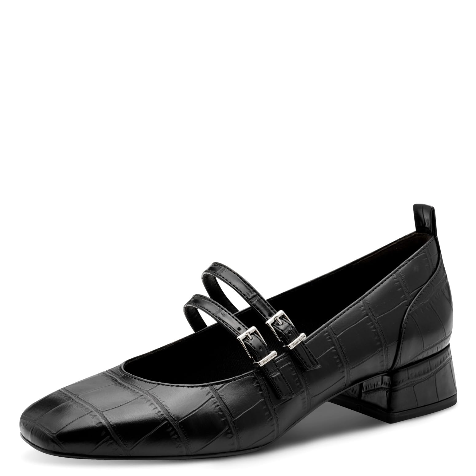 Tamaris Women's Court Shoes with Block Heel, Black (Black Croco), 41