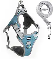 Coleira Peitoral Antipuxão Comfort com Guia de Passeio (G, Azul)