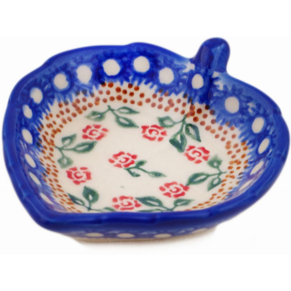 Authentic Polish Pottery Tea Bag or Lemon Plate in Roses Design Handmade in Boles?awiec Poland + Certificate of Authenticity