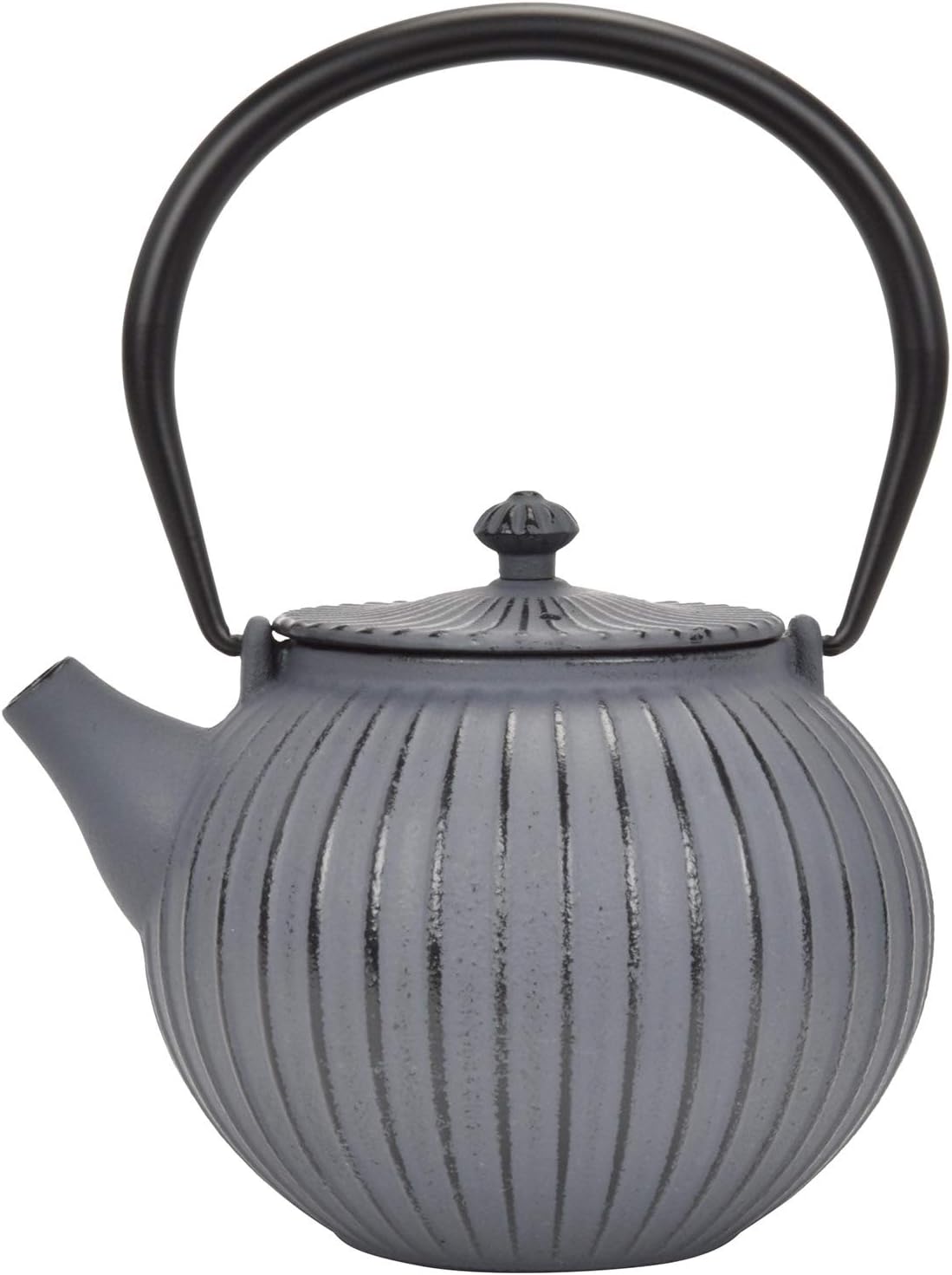 Spigo Okinawa Cast Iron Enamel Teapot With Stainless Infuser, Grey, 37 Ounces