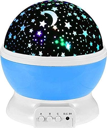 Chocozone Night Light Lamp Projector, Star Light Rotating Projector, Star Projector Lamp with Colors and 360 Degree Moon Star Projection with USB Cable ,Lamp for Kids Room (Random Colour)