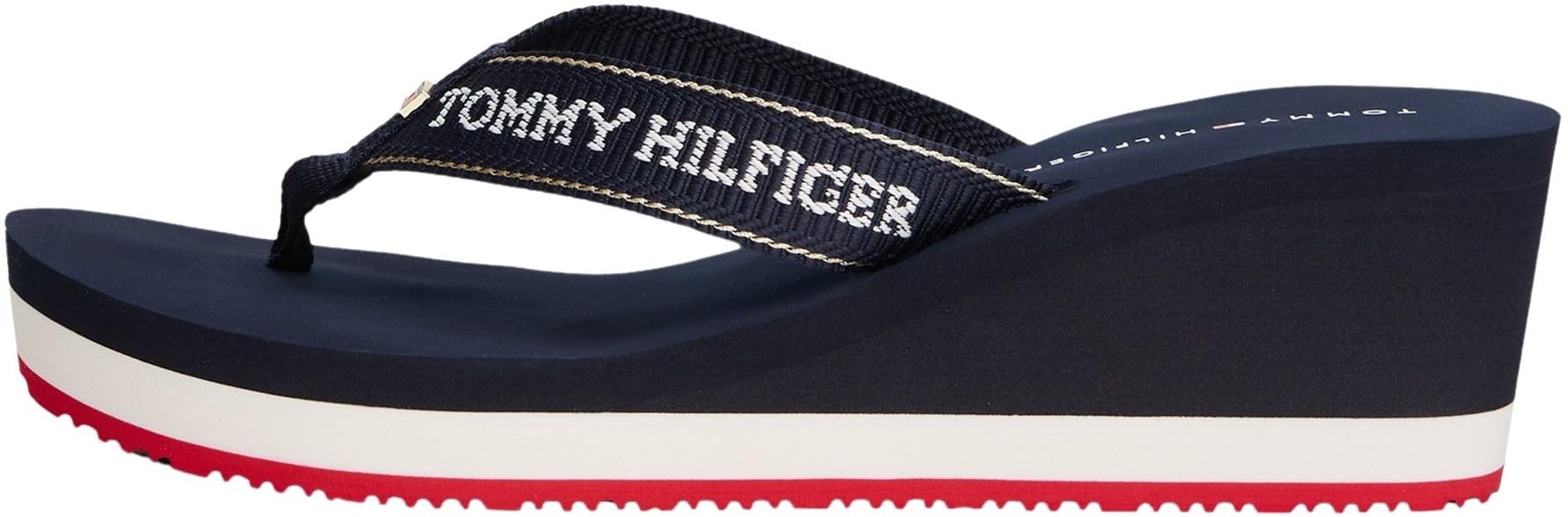 Tommy Hilfiger Women’s Wedge Heel Flip Flops, Blue (Space Blue), 7.5