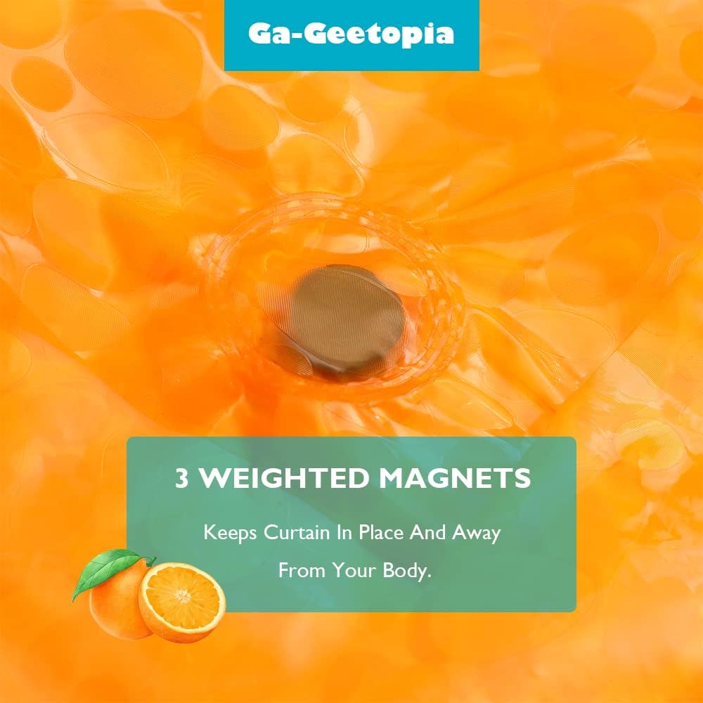 Ga-Geetopia EVA Orange Thin Shower Curtain Liner, Pebble Pattern 72x72 Inch Lightweight Plastic Bathroom Shower Showroom Inner Curtain with Rustproof Metal Grommets and Weighted Magnets(NO Hooks)