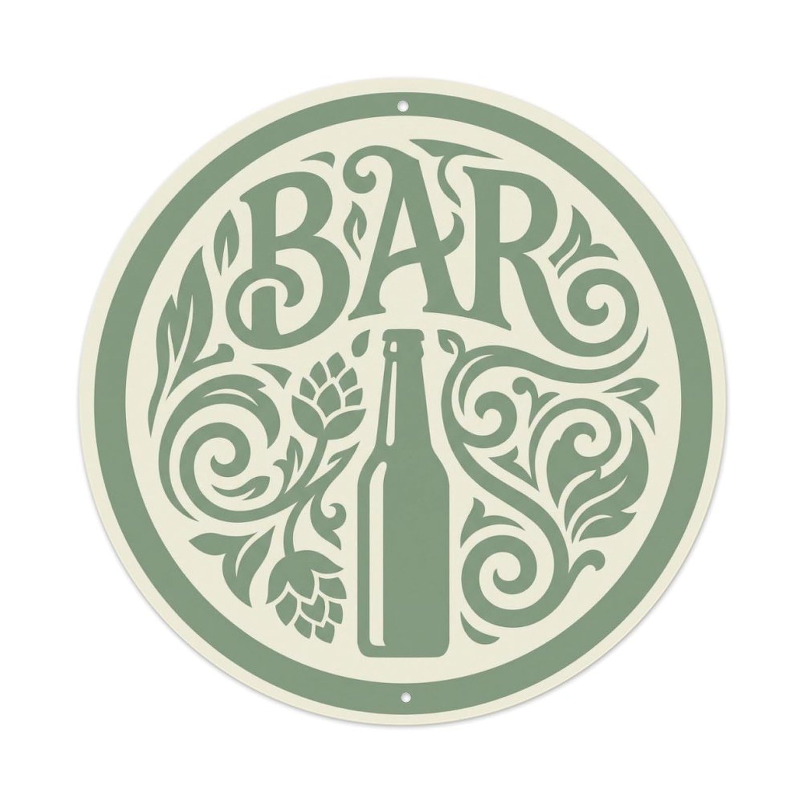 Vintage BAR Sage Brewery Ornament Metal Tin Sign Plaque Wall Decor for Cafe, Club, Garden Round Metal Poster 8x8Inch