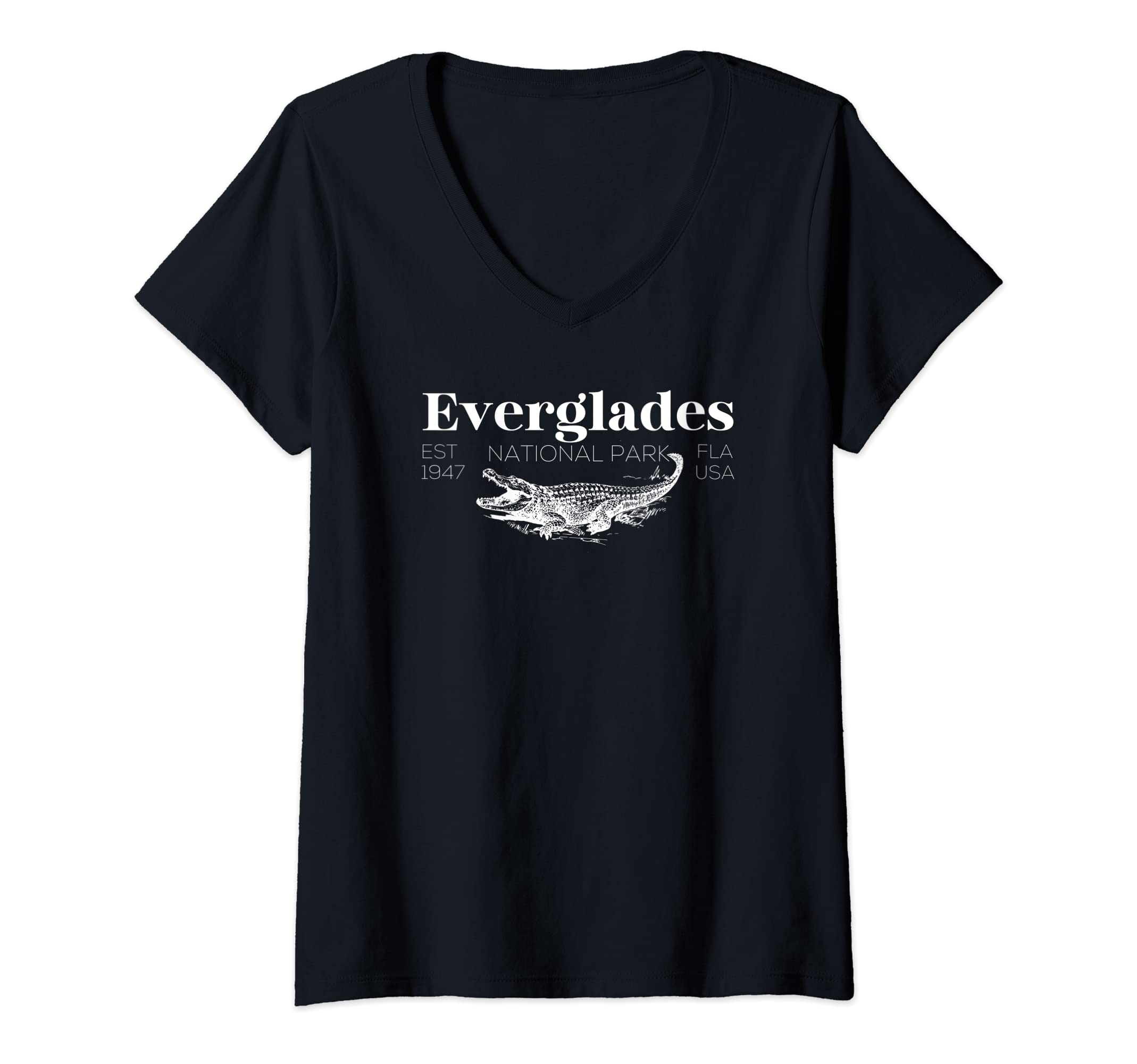 Womens Everglades National Park Florida USA Alligator Souvenir V-Neck T-Shirt