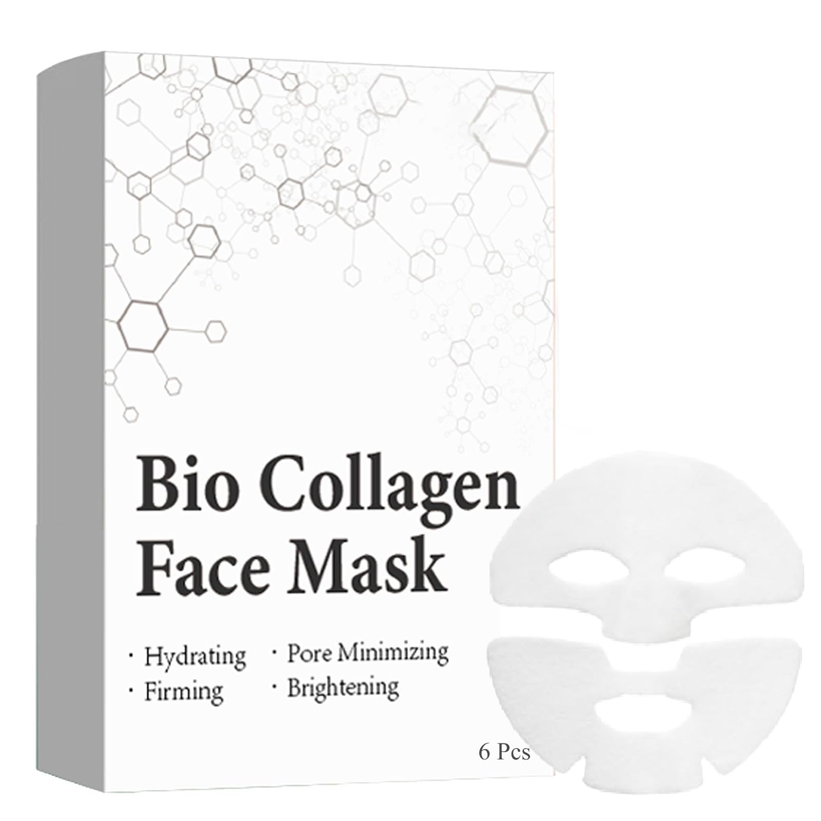 6Pcs Bio Collagen Face Mask Overnight, Skinqueen Bio-Collagen Deep Face Mask - Pure Collagen Films, Deep Collagen Film Hydrating Anti-Wrinkle Lifting Mask Reducing Fine Lines (6pcs)