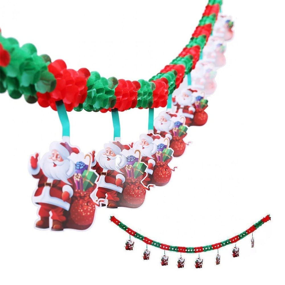 Sanfly Style2 Christmas Banner Decorations 2.7M Santa Claus Garland Banner Christmas Trees Bunting For Xmas Party Home Windows Fireplace