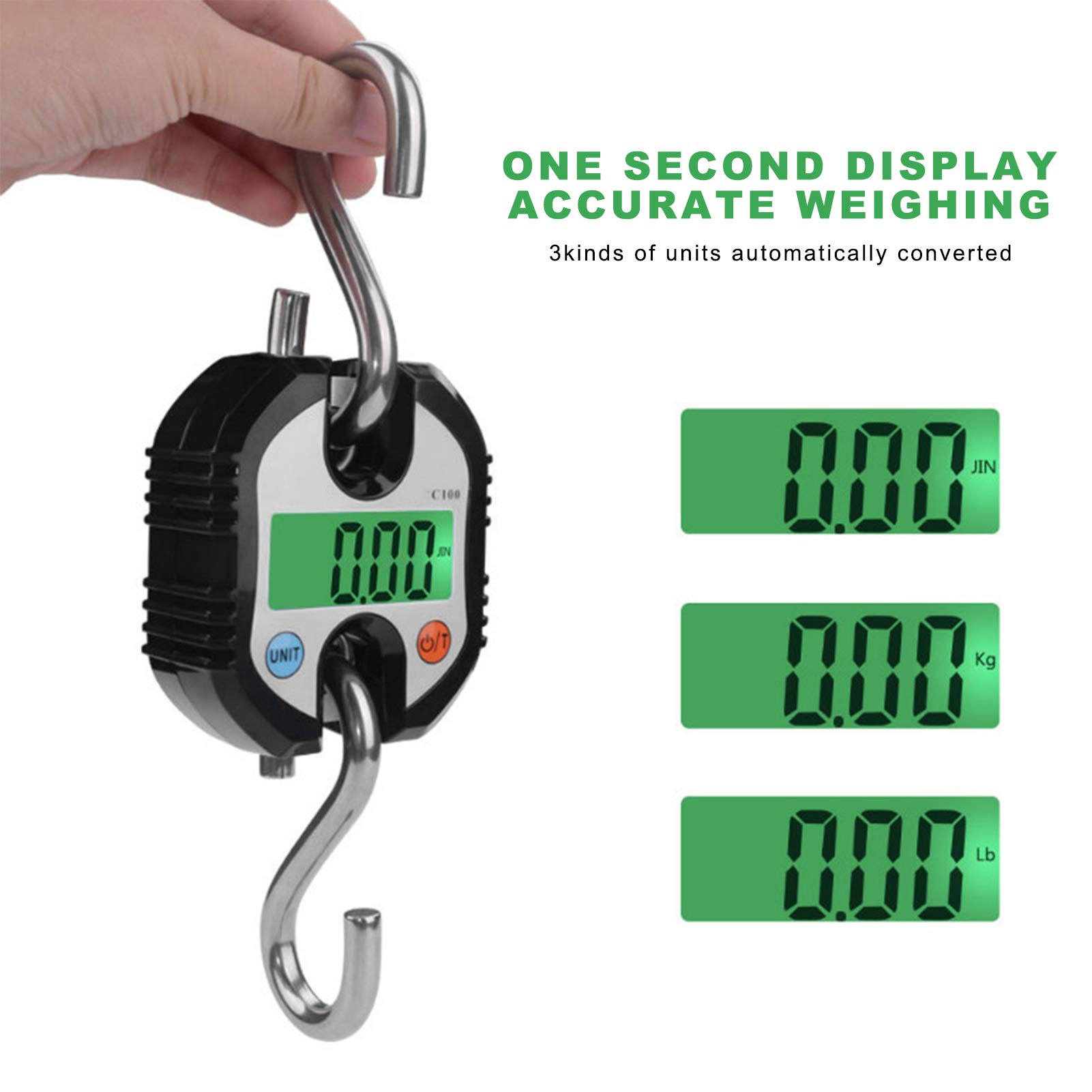 150 kg Gepäckkranwaage, digitale elektronische LCD-Waage mit Haken zum Aufhängen von Gewichten für Schweine, Schafe, Gepäckkoffer, Obst