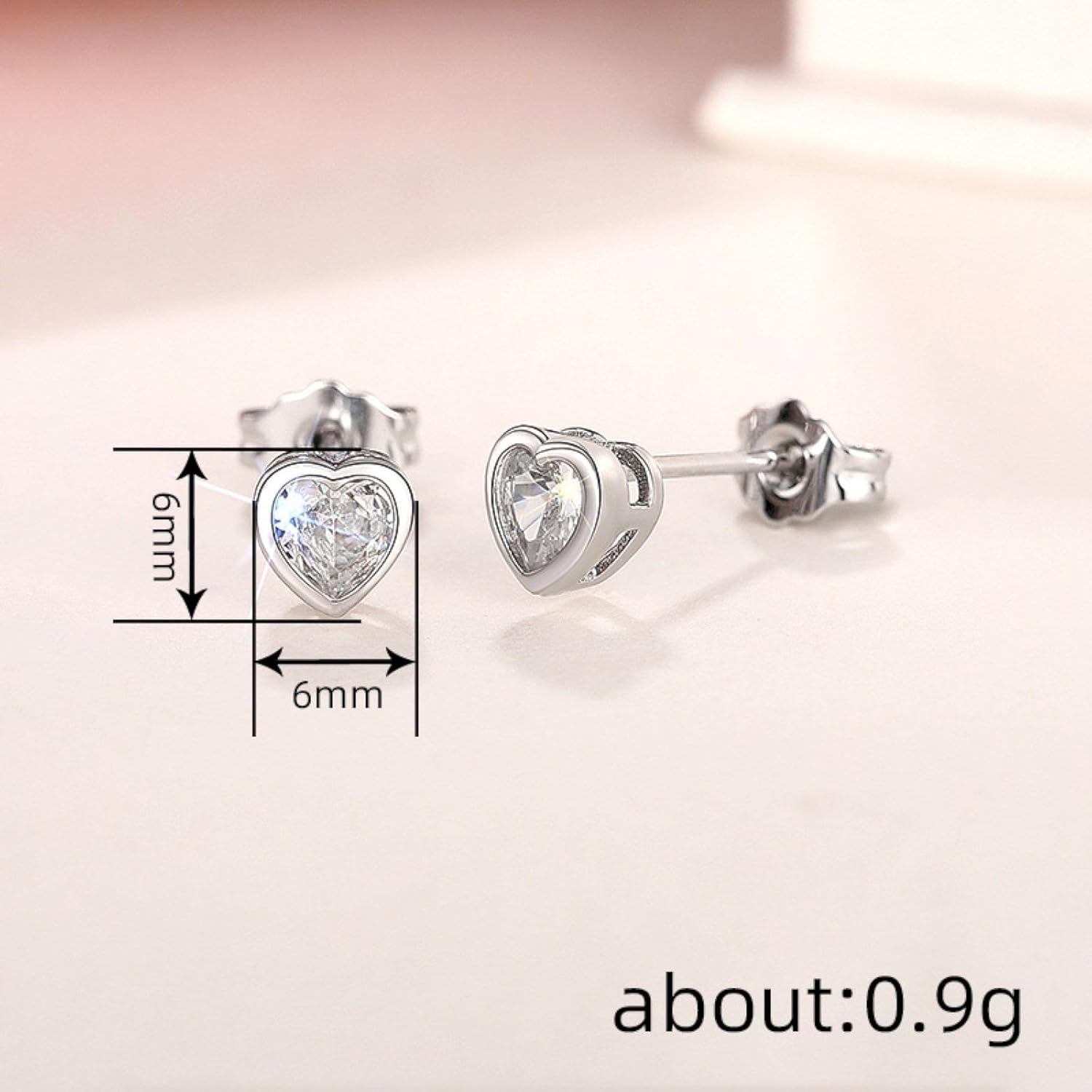 Clear Flat Back Earrings Sterling Silver for School Small Titanium Hypoallergenic Stud S for Women 9Ct Holder Large Gold Valentines Birthday Gifts for Mum Her Mother Stainless Steel image 5
