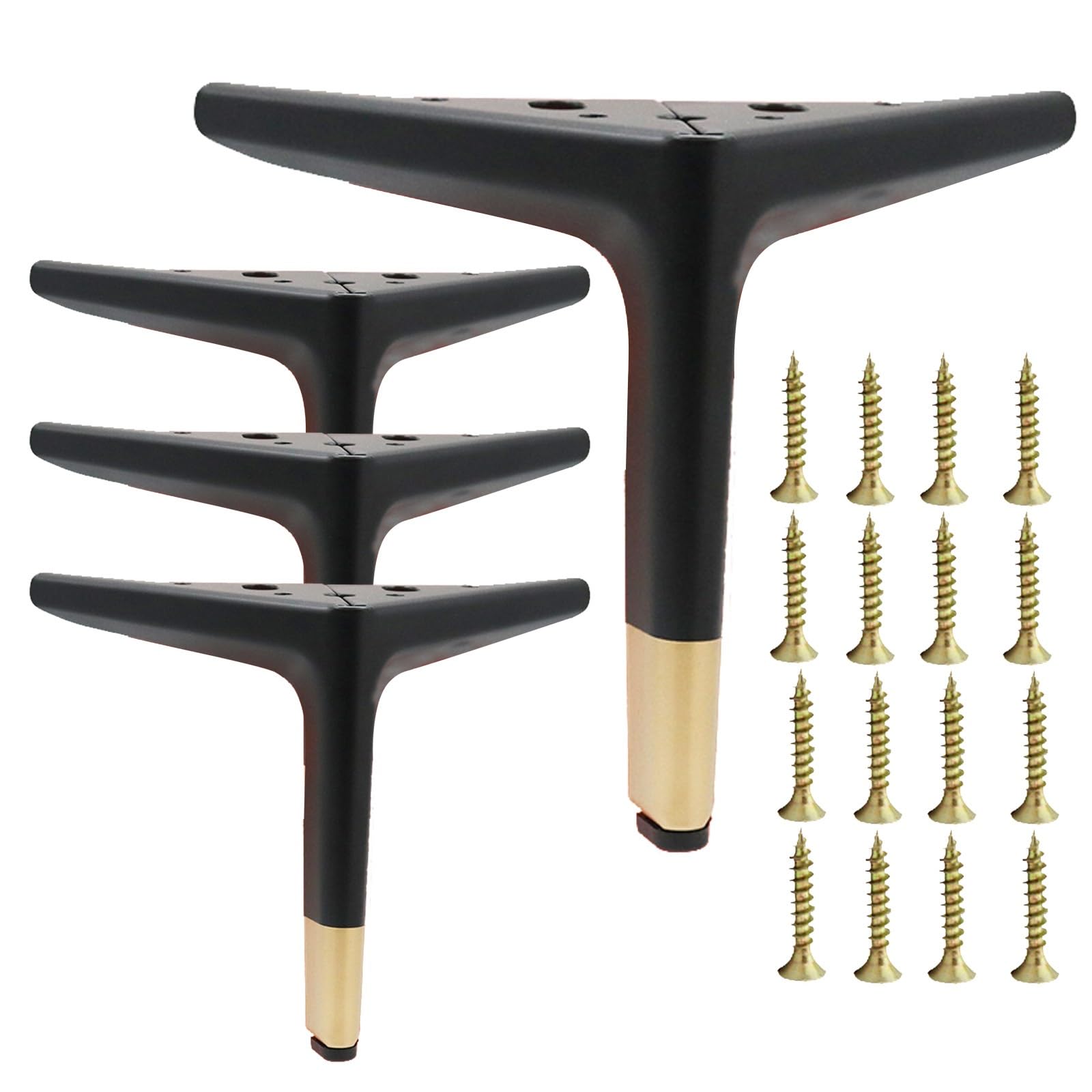 4 Pezzi Piedini per Mobili In Metallo con Tappetini Antiscivolo Piedi per Mobili Triangolari Piedini per Divani Gambe per Mobili Fai da Te per Divano, Mobiletto, Credenza, Poltrona, Pouf(Multi-colored