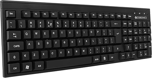 ZEBRONICS Zeb- K35 USB Wired Keyboard with Rupee Key,Spill-Proof and Slim Design (Black)