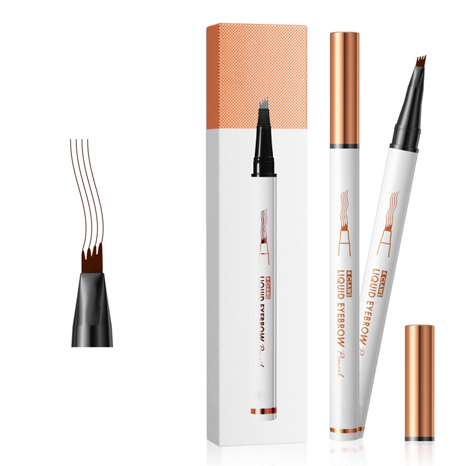 Lápiz de Cejas Microblading Impermeable de 4 Puntas para un Maquillaje de Cejas Natural y Duradero, Resistente al Agua y Manchas, Ideal para Todo Tipo de Piel, Marrón Claro