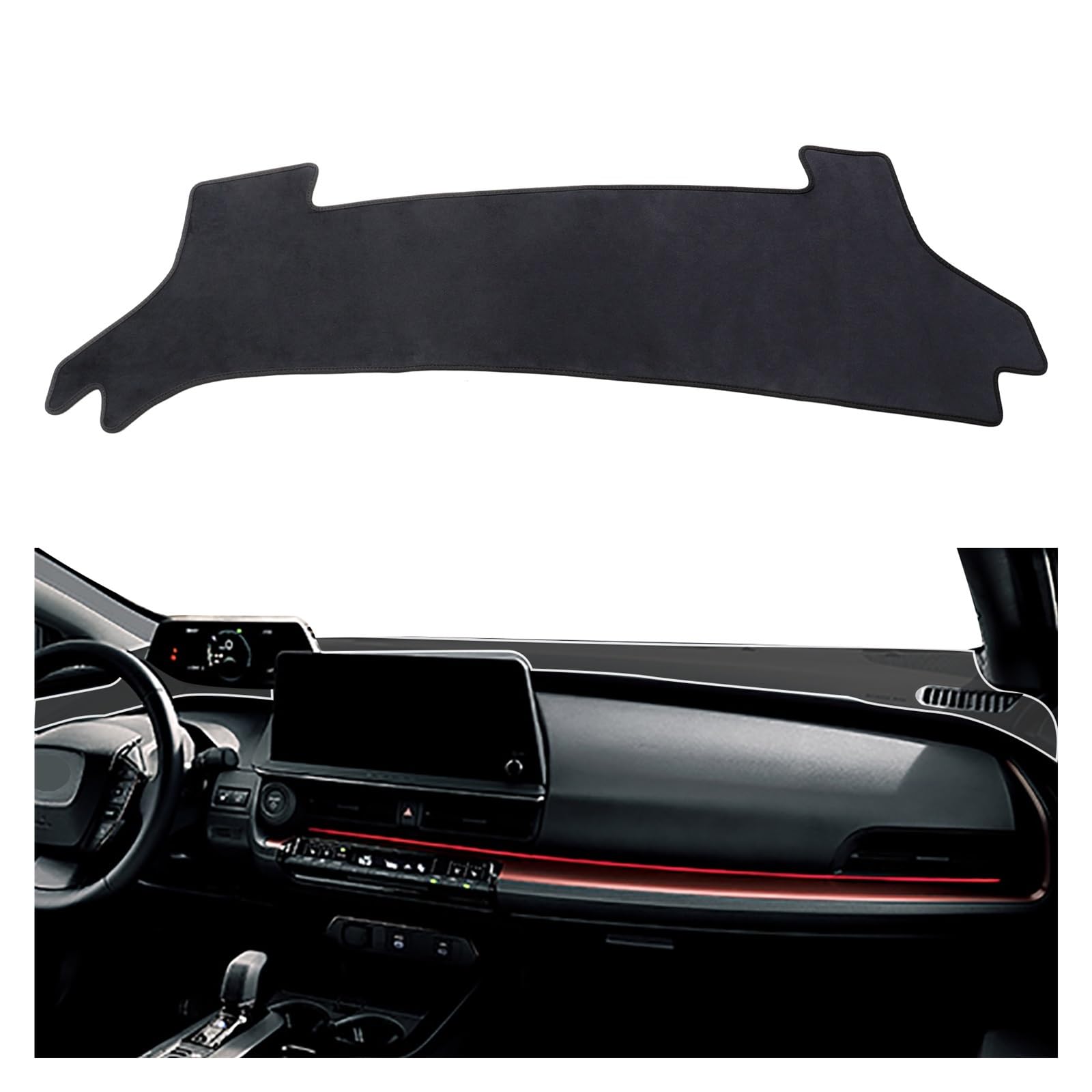Interiores Fundas Salpicadero Alfombrilla para Salpicadero Coche para Toyota para Prius 60 2022-2025 Accesorios Parasol Alfombra Protectora(Black RHD)
