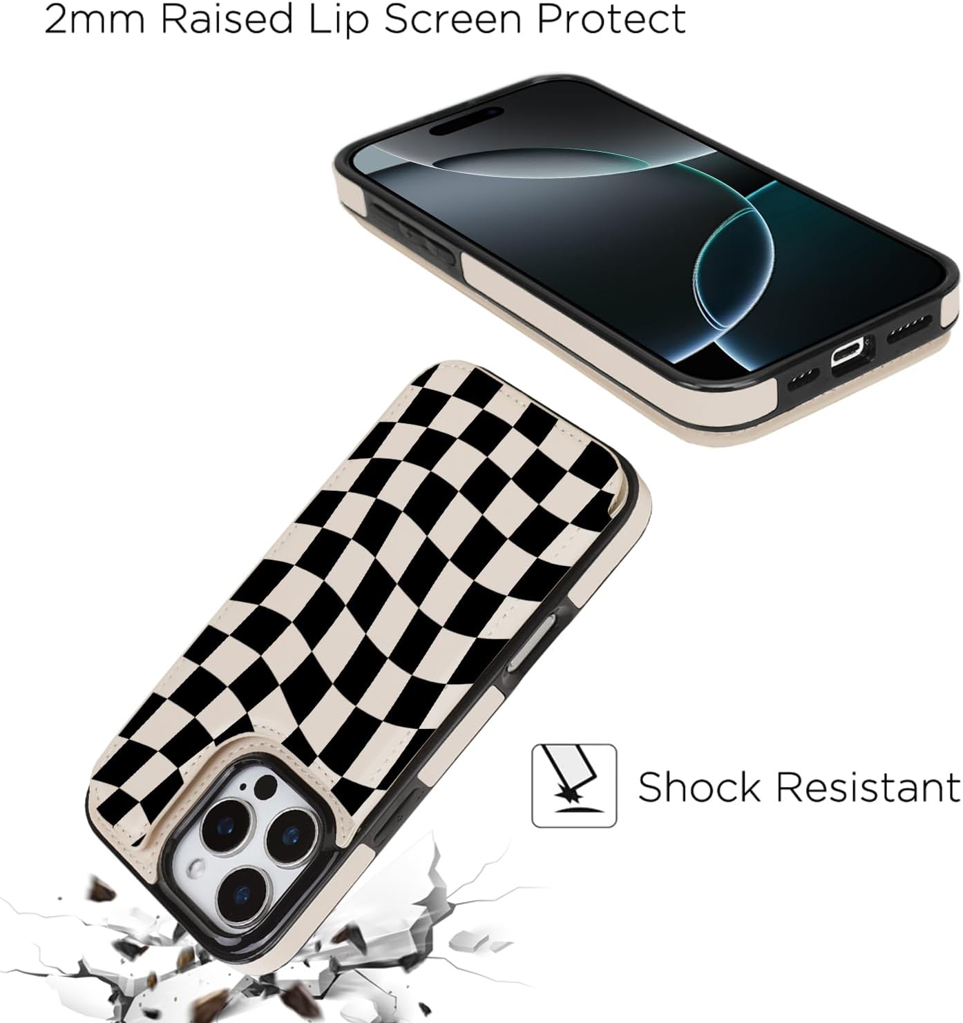 uCOLOR for iPhone 16 Pro Max Wallet Case with Card Holder PU Leather RFID Blocking Design iPhone 16 Pro Max flip case for Women Men Magnetic Clasp Kickstand Design 6.9 inch (Dune Mirage Checkered) - Image 5