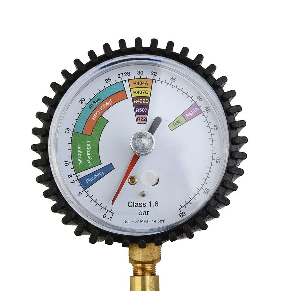 R22 Pressure Gauge -1~60bar 80mm/3.15"".Nitrogen Pressure 80mm/3.15""