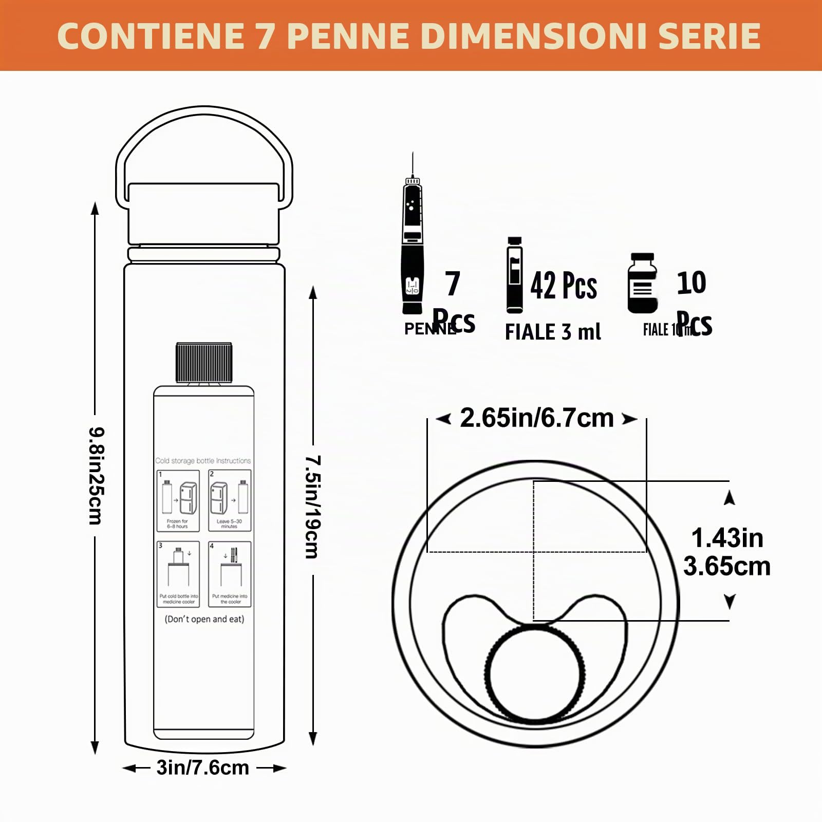 borsa frigo per insulina diabetico borsa termica piccola borsa termica medicinali borse termiche Custodia termica da viaggio per 7 penne, da 2 a 8 gradi approvata dalla TSA (Bianco)