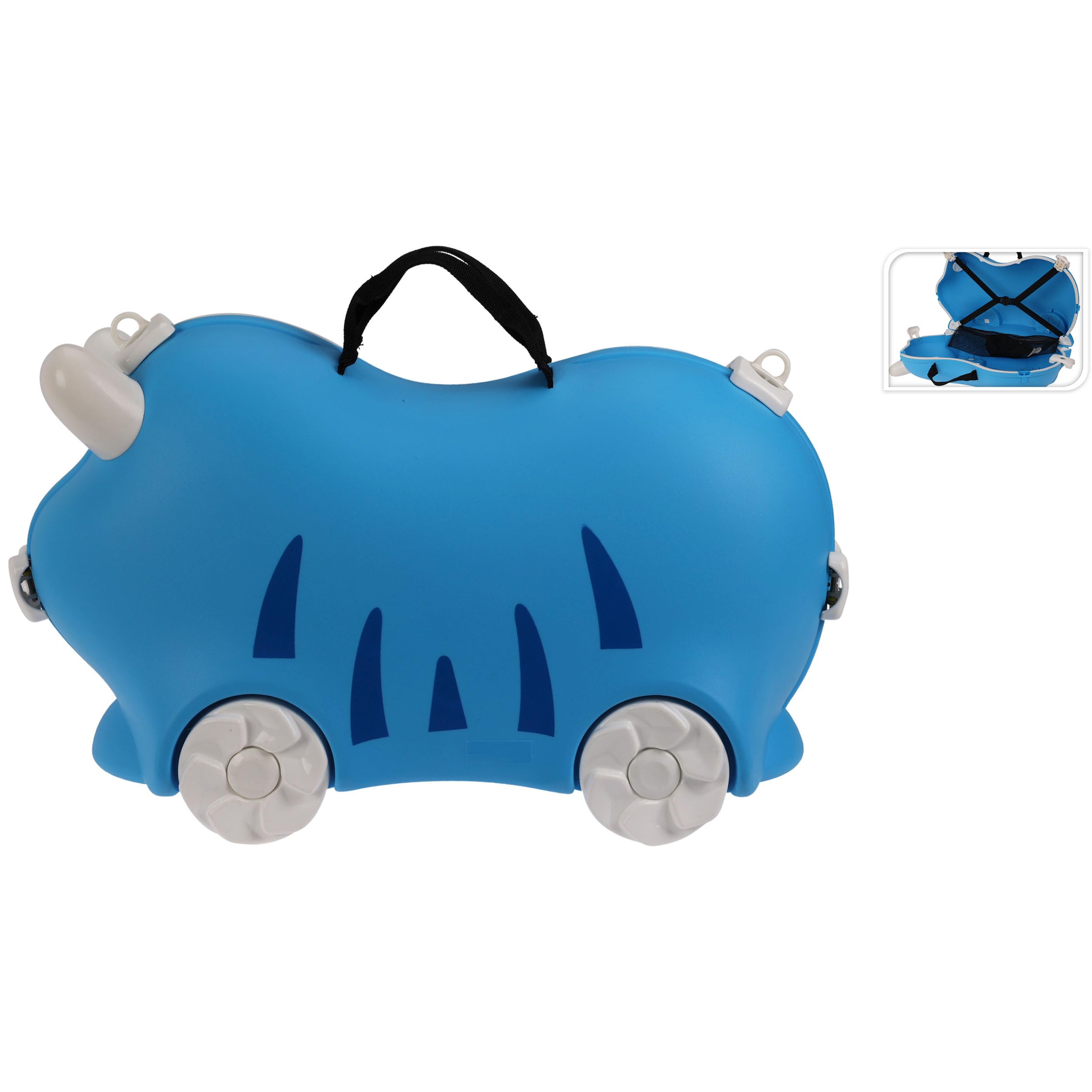 Annastore Kinder Reisekoffer Handgepäck Kinderkoffer 52 x 21 x 32 cm Blau | Tier-Design Koffer mit Sitzfunktion-Multifunktionsband Hartschale – Trolley für Reisen, Urlaub & Spielspaß