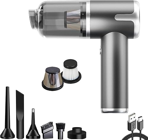 Aspiradora de aire de mano para automóvil, aspiradora inalámbrica recargable de 40000 Pa, mini aspiradora de alta potencia con filtro de acero