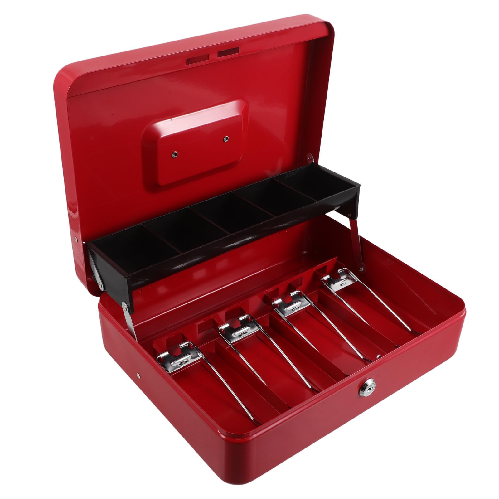 Caja de Seguridad con Llave para Monedas y Billetes, Rojo Aleación