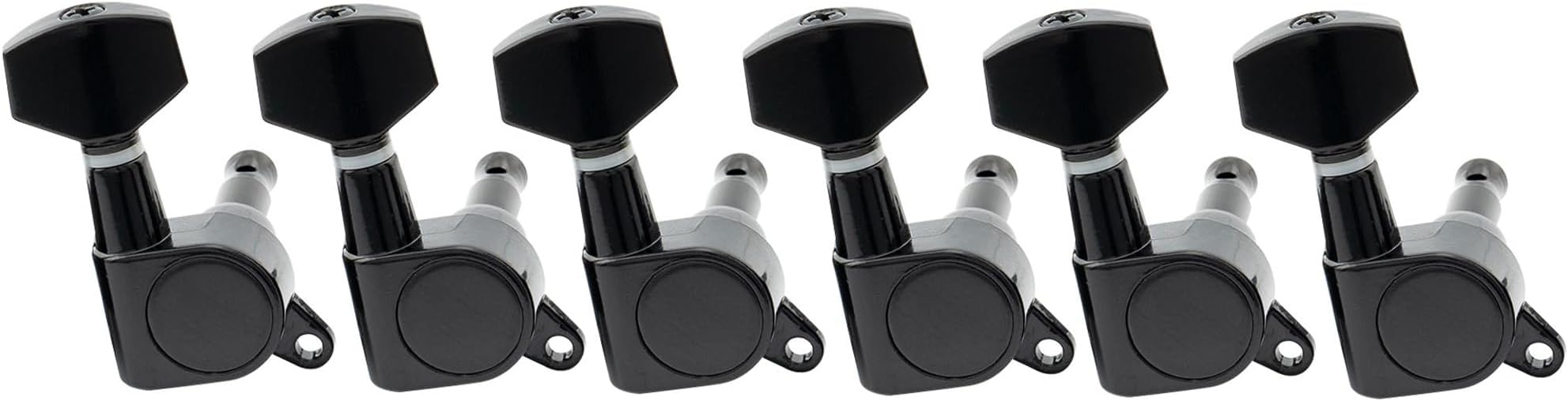 Musiclily 6-in-line Sealed Electric Guitar String Tuning Pegs Keys Machine Head Tuners Set Right Hand for Fender Strat Stratocaster Tele Telecaster Guitar, Black