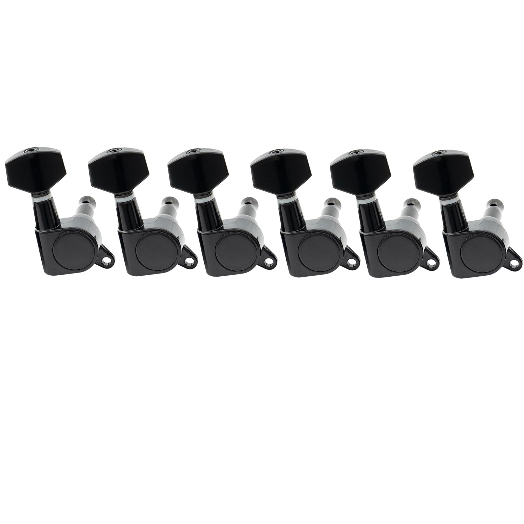 Musiclily 6-in-line Sealed Guitar Tuners Tuning Pegs Keys Machine Heads Set for Fender Stratocaster Telecaster, Black
