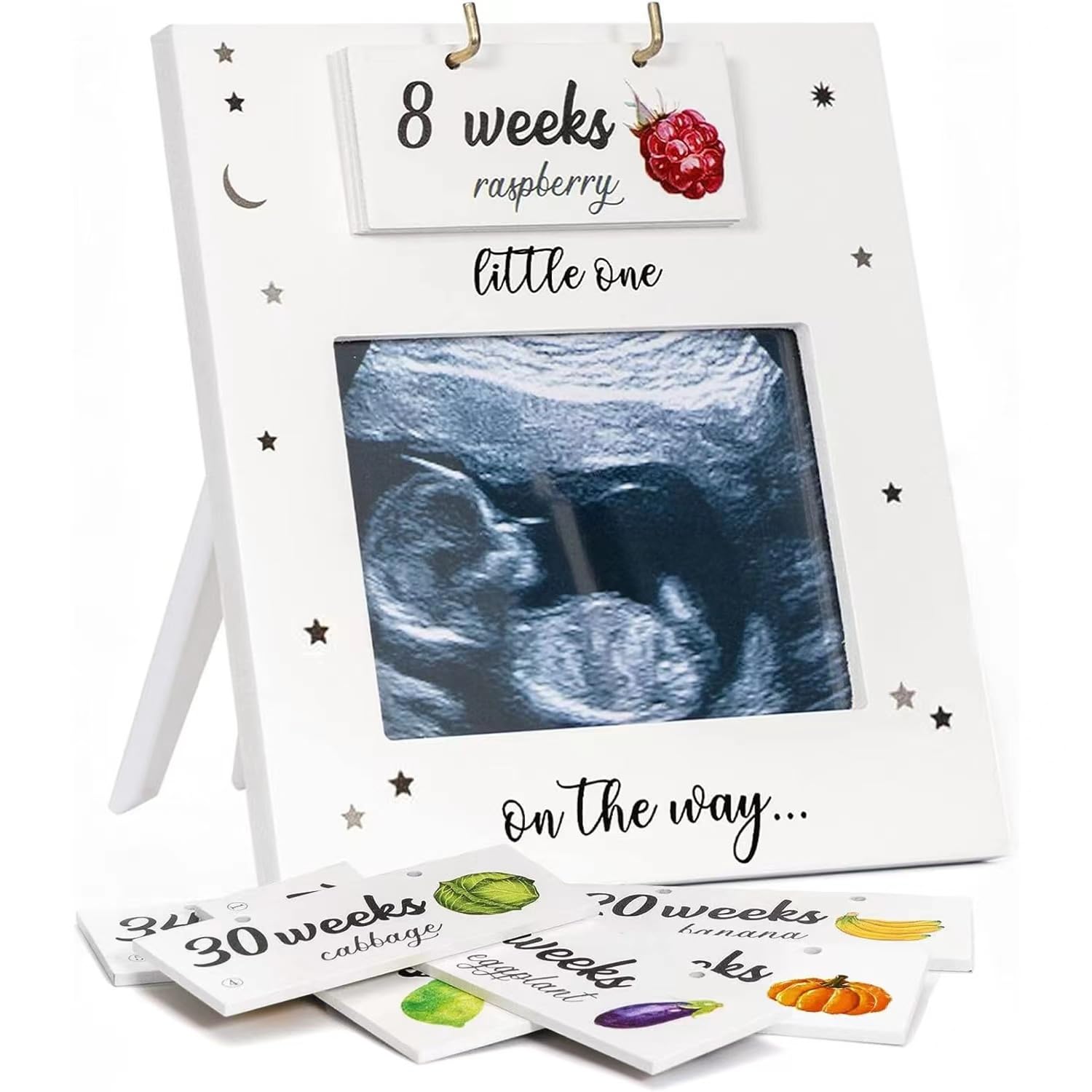 Baby First Scan Photo Frame, Countdown Weeks Baby Sonogram Picture Frame Ultrasound Picture Record Pregnancy Announcements