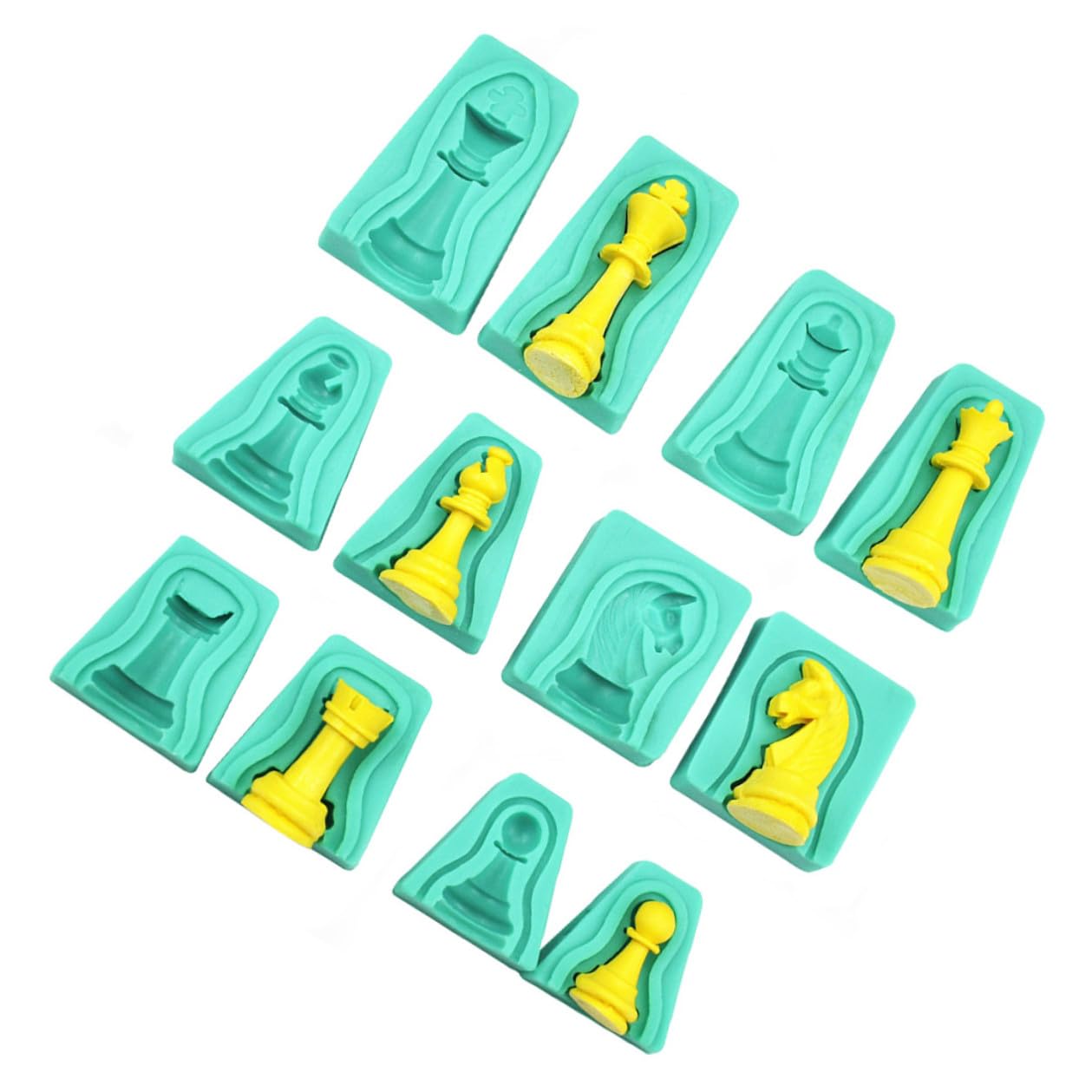 NUOBESTY Stampo per Dolci 12 Pezzi a Forma di Scacchi in Silicone Facile da Pulire e Sicuro per Decorazioni Creative di Torte e Cioccolato