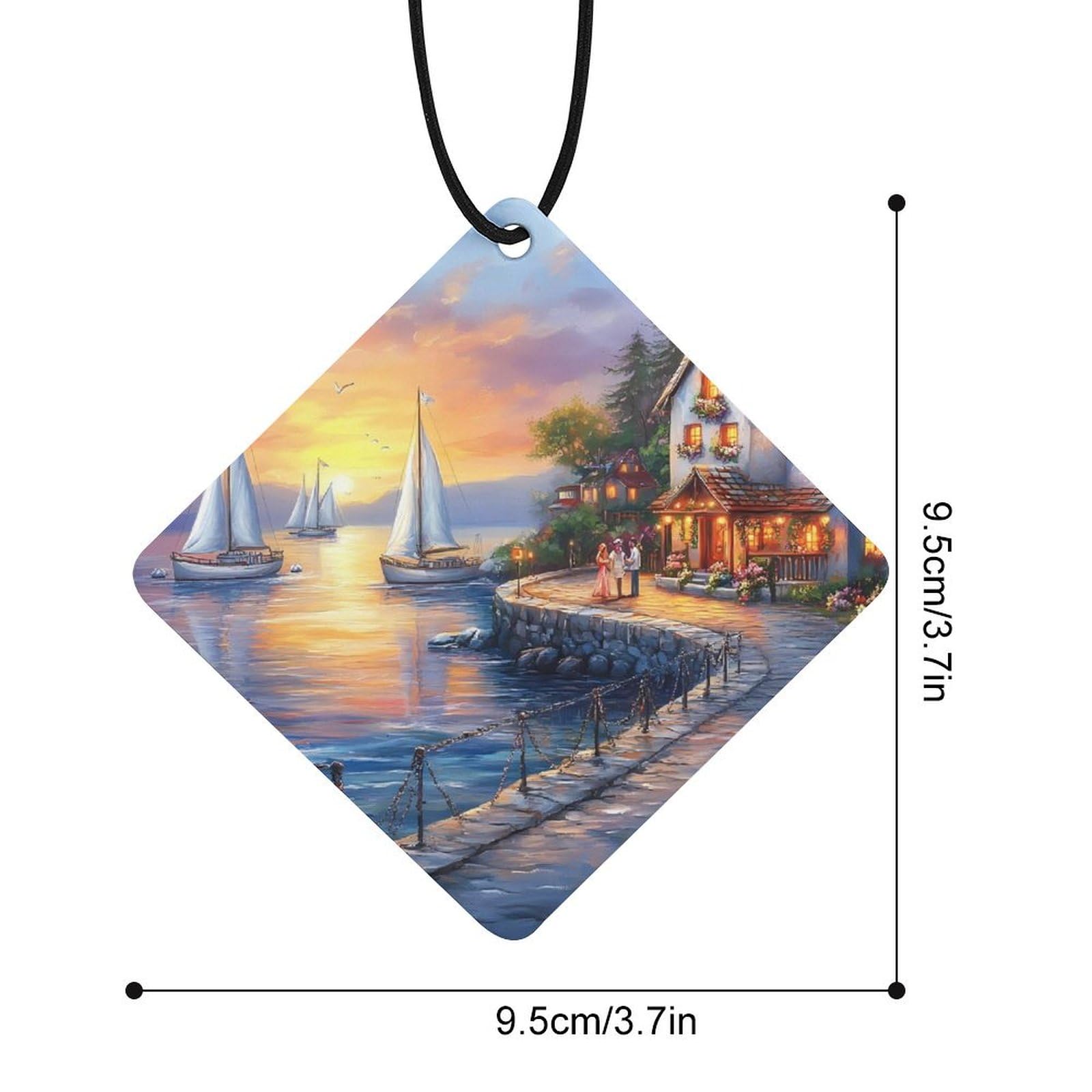 The Mediterranean Harbour Car Air Freshener Hanging Aromatherapy Tablets for Car Accessories Rhombus