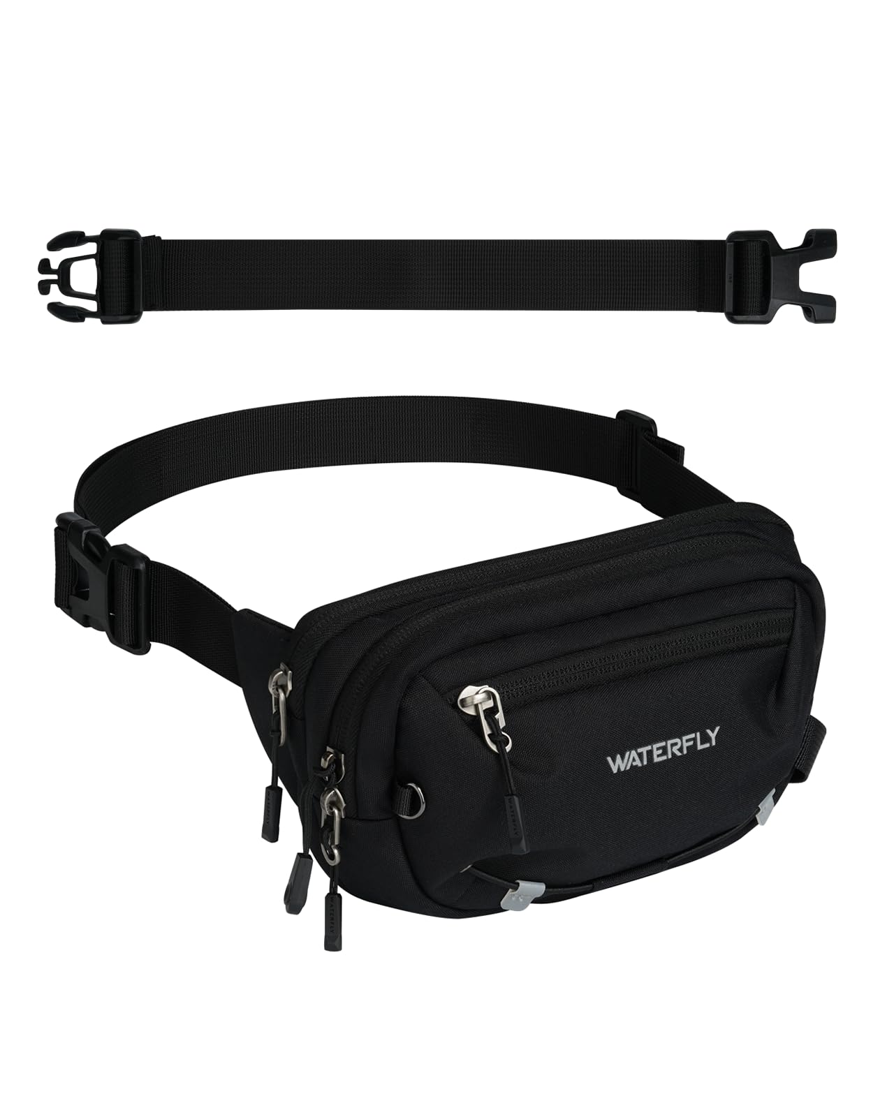 Waterfly Bum Bag Fanny Pack: Small Waist Packs Bumbag with 30cm Extended Belt Fashion Anti-Theft Crossbody Chest Bag with RFID Blocking for Women Men Hiking Sport Running Walking Travel Black