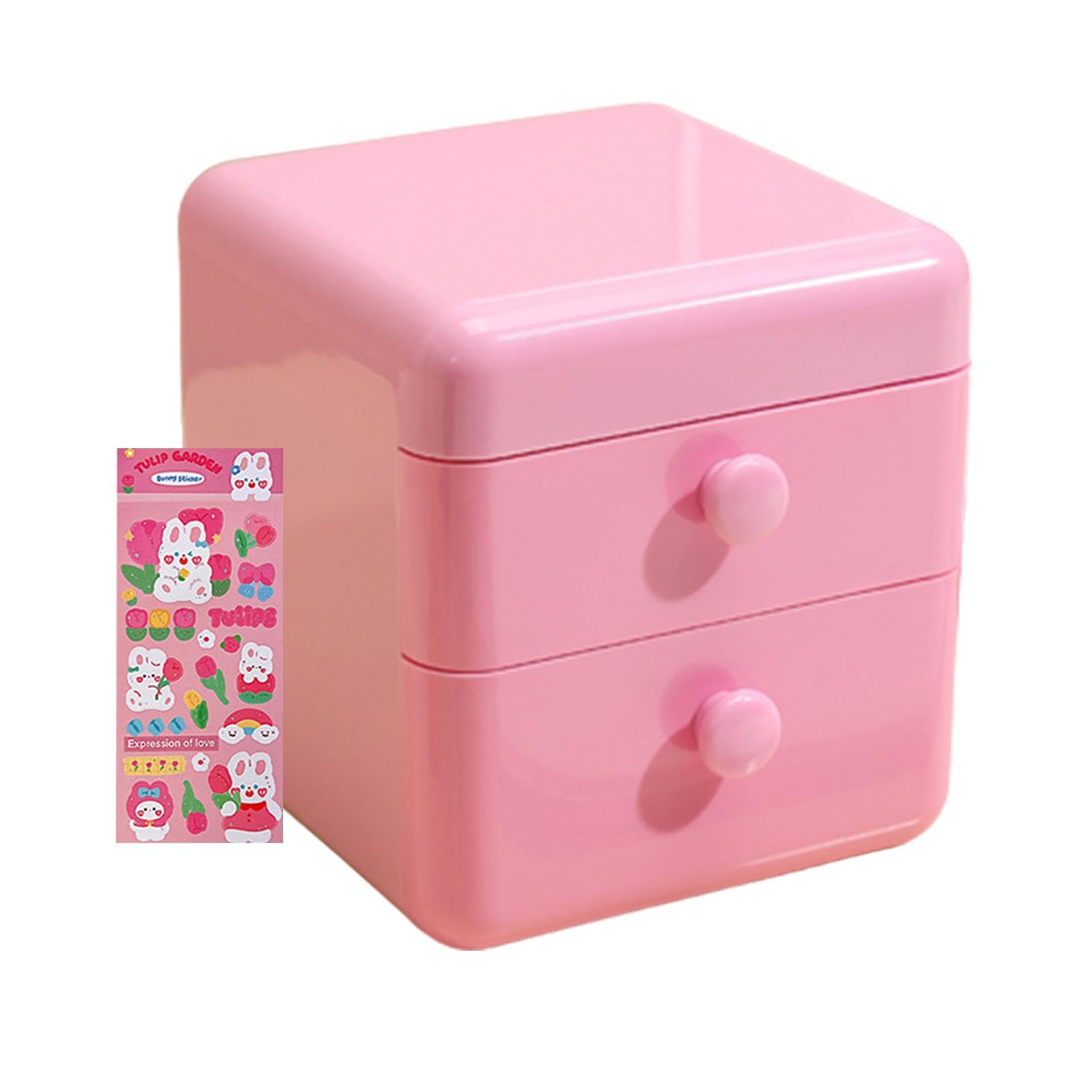 Cajones de escritorio, organizador de almacenamiento de 2 cajones, bonita caja de almacenamiento de papelería, contenedor de bolígrafos, caja de almacenamiento para escritorio, bonita caja de