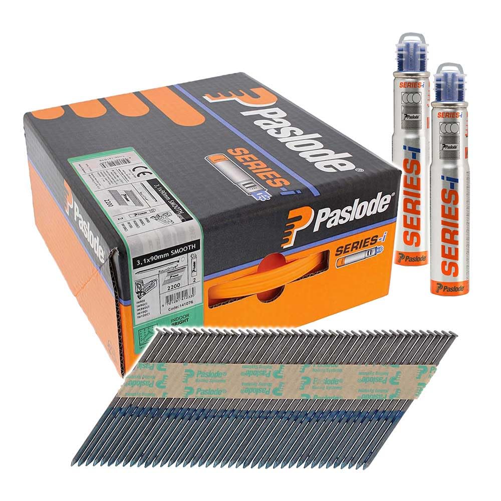 Timco Paslode 3.1 X 90Mm Im360 Smooth Nails Bright Finish Box Of 2,200 + 2 Fuel Cells