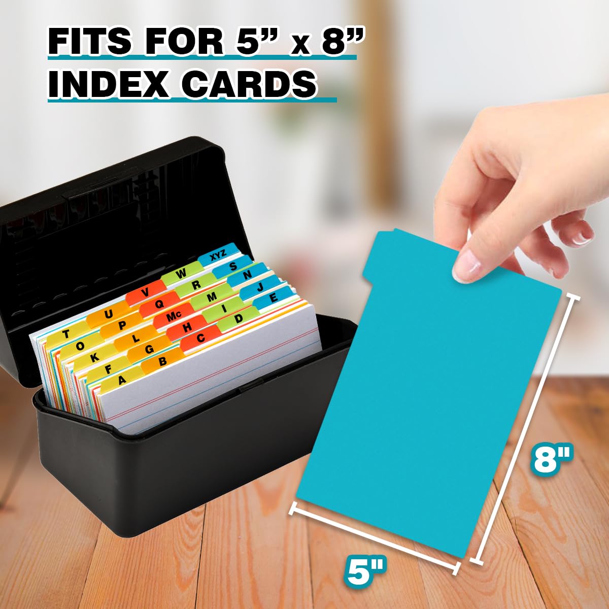 Chell Separadores de tarjetas de índice de plástico de 5 x 8, guías de tarjetas de índice de polietileno pesado A-Z para tarjetas flash y tarjetas de recetas, con calcomanías alfabéticas/en blanco,
